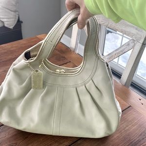 Coach cream and gold hobo purse in excellent condition